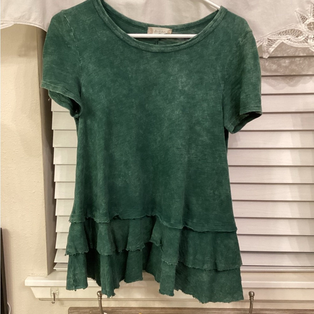 Altar’d State Green Shirt with Ruffles